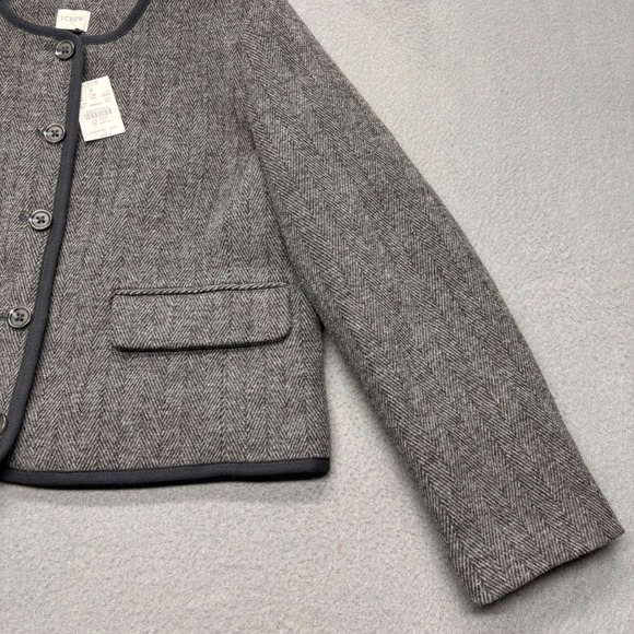 J. Crew NWT Herringbone Cropped Blazer Jacket Heathered Grey Size 12P Career - Picture 4 of 11